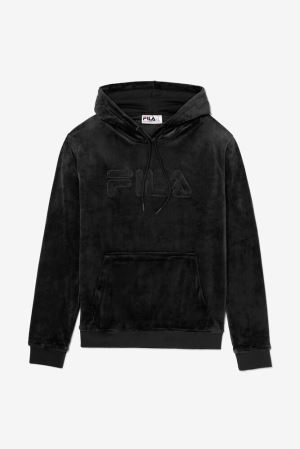 FILA Asher Velour Hoodies Black,Mens Clothing | CA.HKJNWA365